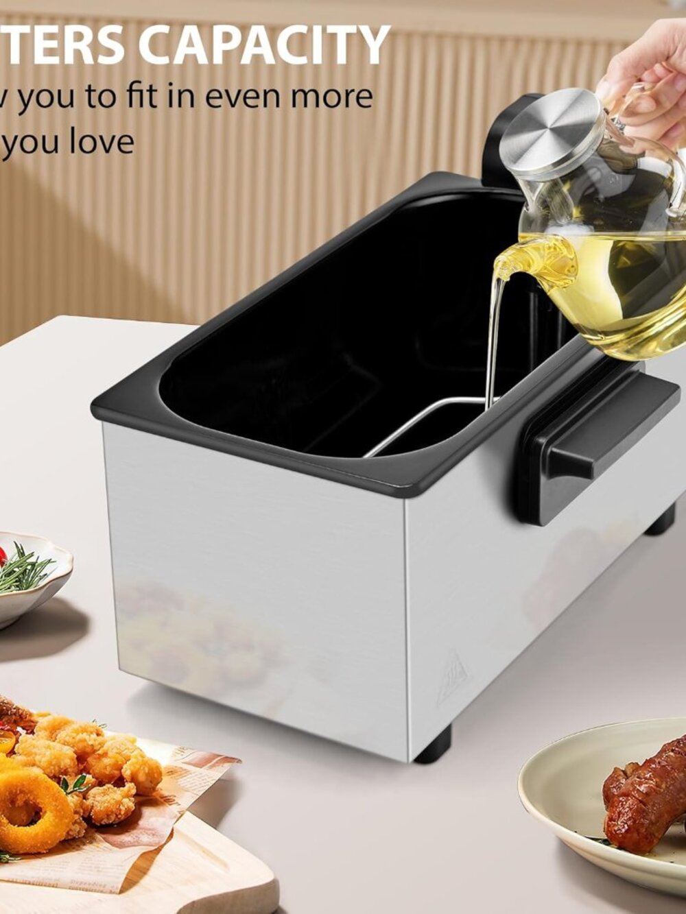Deep Fryer 3 L Capacity with Basket Adjustable Temperature Stainless Steel - Picture 4 of 8